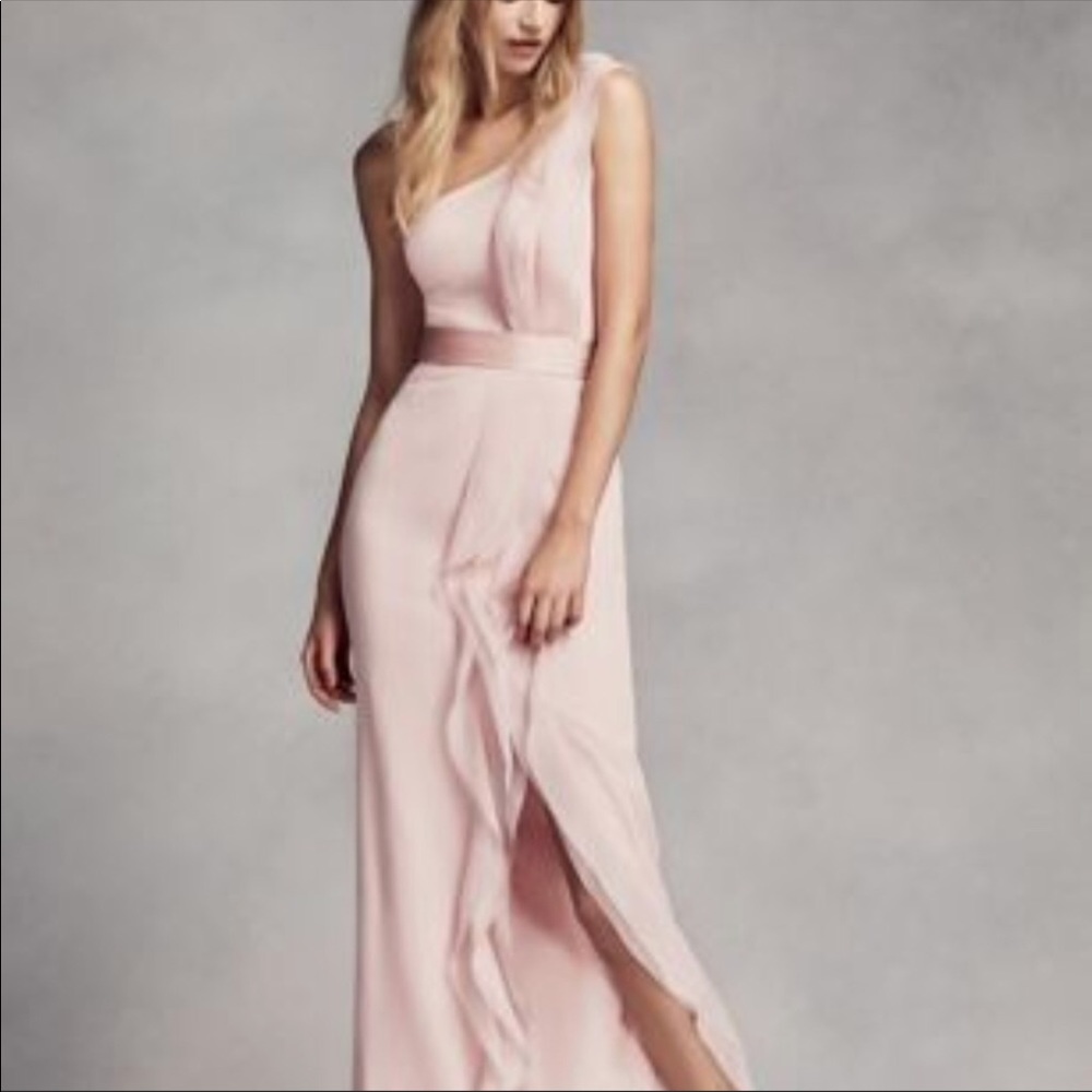 Vera Wang One Shoulder Blush Dress